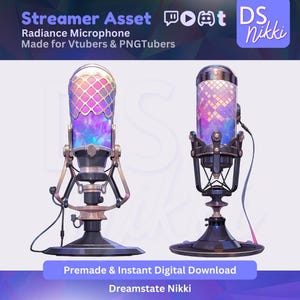Animated Radiance Microphone VTuber Asset – WEBM + PNG Stream Prop for Vtube Studio