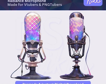 Micrófono radiante animado de VTuber: recurso de transmisión WEBM + PNG para Vtube Studio