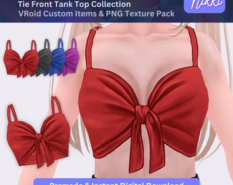 Tenue de studio VRoid - Ensemble de débardeur noué sur le devant, textures PNG de vêtements VTuber