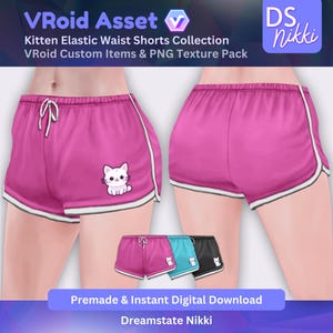 VRoid Studio Outfit – Kawaii Kitten Shorts, VTuber Clothes PNG Textures