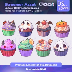 Halloween Cupcake PNG Stream Props: VTuber/PNGtuber Asset Pack