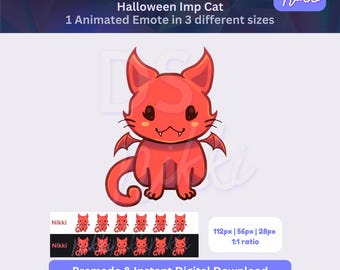 ハロウィンデビルキャットアニメーションTwitchエモート - かわいいインプ子猫（デジタルダウンロード）