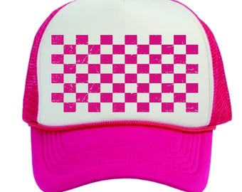 Checkered Hat DTF transfer, Trucker hat checkered ready to press, DTF Transfer for Ready to Press, Direct To Film, hat transfer, 22 colors
