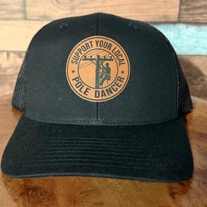 Proud pole dancer mom Hat, Laser Engraved Patch Hat, Trucker Hat, Funny lineman hat, lineman mom gift, funny lineman mom trucker hat