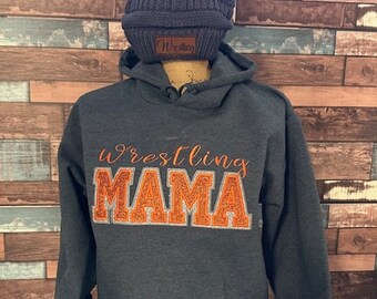Wrestling Mom Hoodie, Wrestling mama sweater, Wrestling Mom glitter, Wrestling season, Wrestling, Sports mom, mom gift