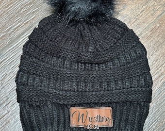 Wrestling mom Beanie, Wrestling beanie, Spirit Hat, Pom Pom Beanie, Match day Beanie, spirit wear, Beanie, Wrestling mama gift