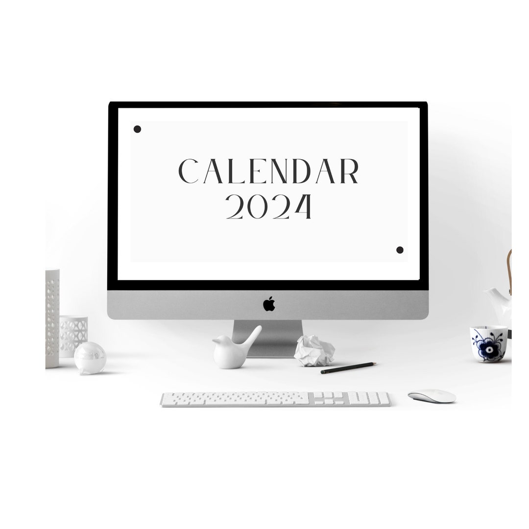 Printable 2024 Calendar portrait and Landscape A4 Monthly Etsy