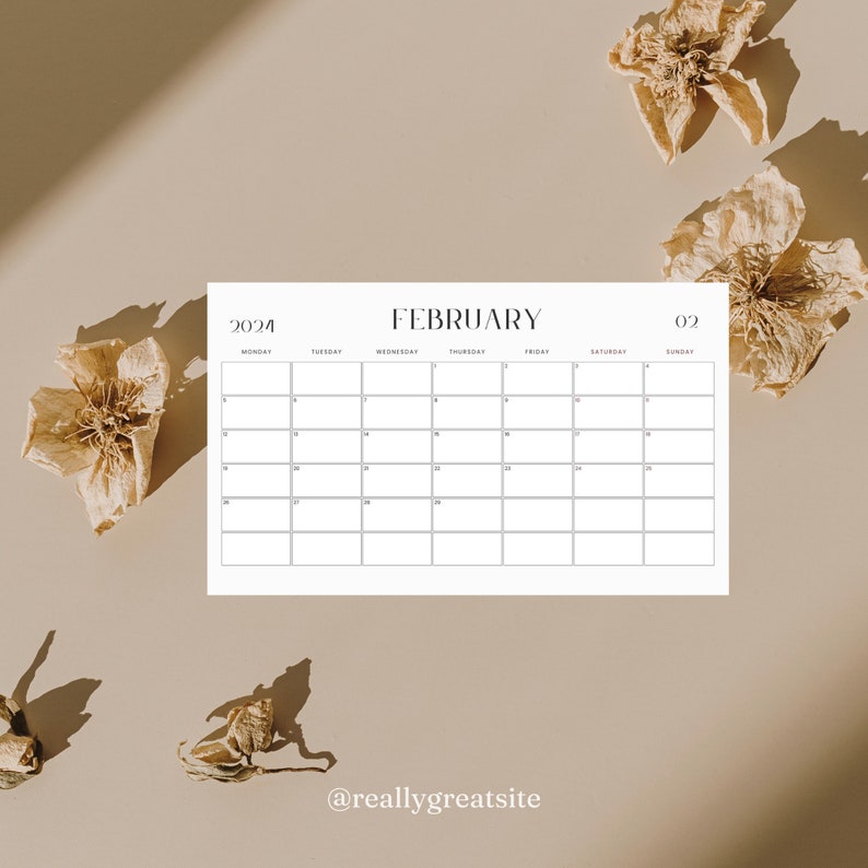 Printable 2024 Calendar portrait and Landscape A4 Monthly Etsy