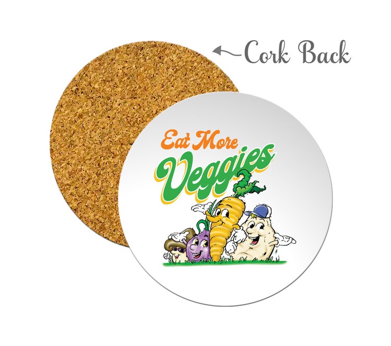 Vegan Coasters with Cork Back Eat More Veggies image 1