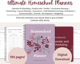 Homeschool Planner Printable, Homeschool Planner, 2023 2024 2025 ...