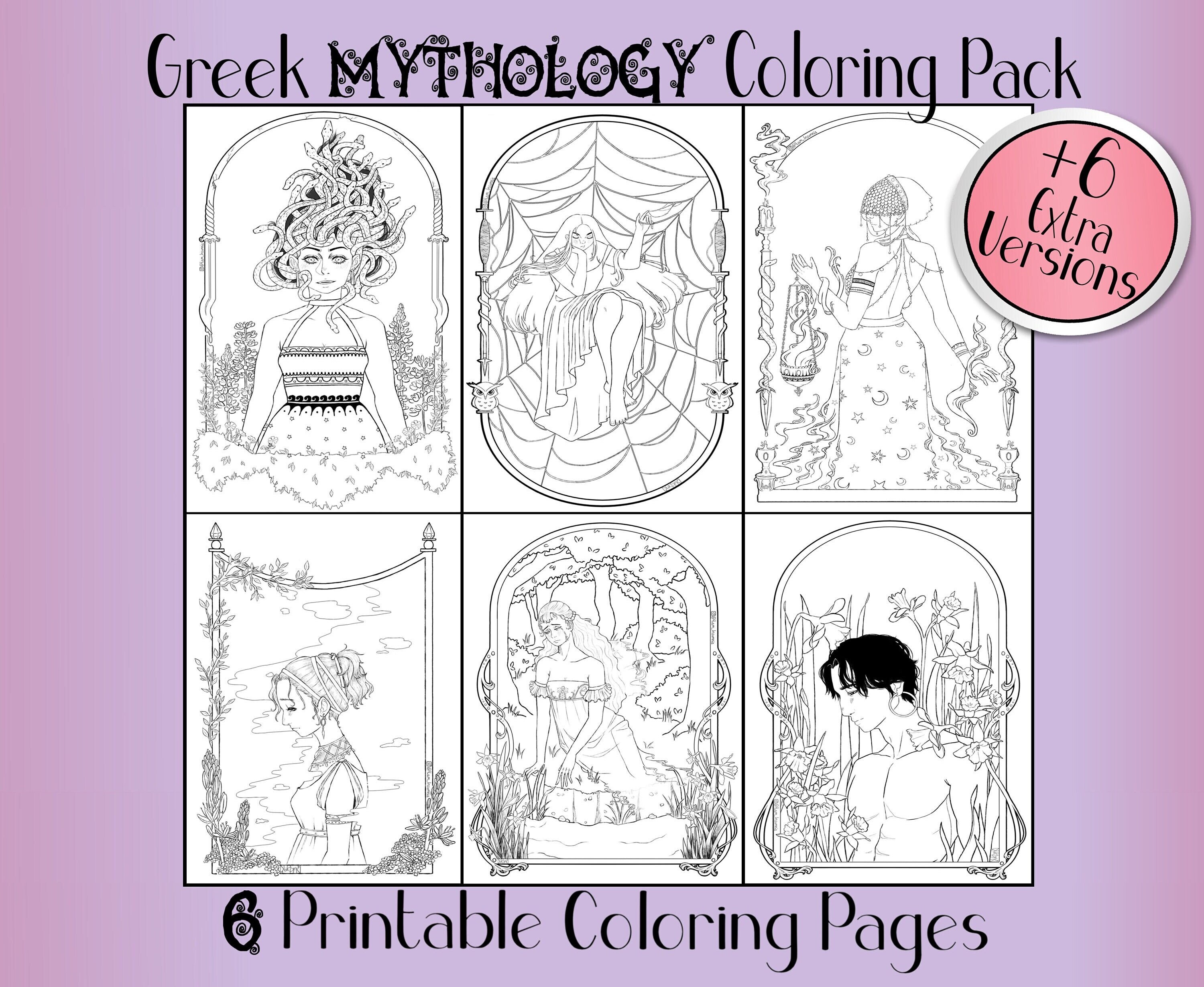 Greek Mythology Coloring Pack 6 Mythology Inspired Coloring Pages ...