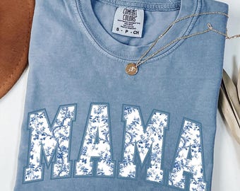 Comfort Colors® Mama Shirt, Toile Floral Mama Shirt, Pregnancy Announcement Boy, Mom Life Shirt, New Mom T-shirt, Cute Mom Mothers Day Gifts