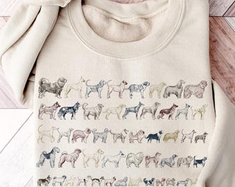 Vintage Dog Breeds Graphic Shirt, Cute Dog Mom T-shirt, Retro Dog Crewneck Tee, Gift for Dog Lover Person, Dog Owner Mama, Animal Lover Gift