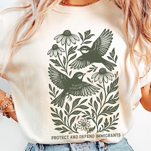 Protect and Defend Immigrant, No One is Illegal on Stolen Land, Migration is a Human Right, Liberal T-shirts,