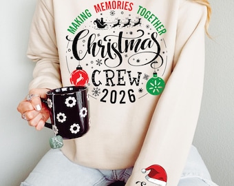 Custom Christmas Crew Sweatshirt- Matching Family Holiday T-shirt, Xmas Pajamas Top, Toddler Sweater, Custom Family Name, Matching Christmas