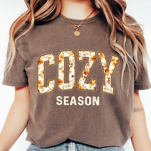 Comfort Colors® Cozy Season Shirt, Fall Season T-Shirt, Autumn Cozy Shirt, Cute Cozy Season T-Shirt, Girl Fall Shirt, Floral Cozy Seaon Tees