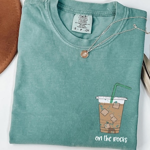 Comfort Colors On the Rocks Iced Coffee Weather Graphic Tee, Retro Tee, Gift for Her, Coffee Lover Gift, Coffee Graphic T-Shirt, Iced Coffee