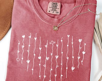 Comfort Colors® Hearts Shirt, Cute Heart Shirt, Love Valentines Day Shirt, Loved Ones Gifts, Cute Christmas Gift, Girls Valentines Day Shirt