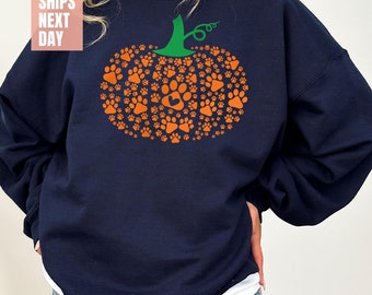 Paw Pumpkin Shirt, Paw Print Shirt, Pumpkin Dog Shirt, Dog Halloween Shirt, Retro Pumpkin, Halloween Tee, Halloween Sweatshirt, Thanksgiving