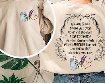 Salt Rosemary Lavender Love Front and Back Sweatshirt, Practical Magic Sweatshirt, Magic Spell Hoodie, Witchy T-shirts, Halloween Sweatshirt