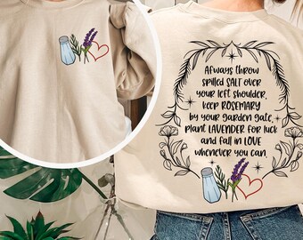 Salt Rosemary Lavender Love Front and Back Sweatshirt, Practical Magic Sweatshirt, Magic Spell ,T-shirt, Witchy Hoodie, Halloween Sweatshirt
