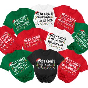 50 Quotes Most Likely to Christmas Shirts, Matching Family Christmas Shirts, Funny Christmas 2025 Party Tee, Matching Pajamas, Xmas T-shirts