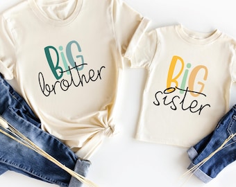 Matching Sibling Shirts, Big Sister, Little Brother, Big Brother, Little Sister Tee, Toddler, Baby, Girls Boys, Announcement, Retro Kids Tee