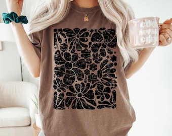Boho Wildflowers Comfort Colors® Shirt, Distressed Flowers Tshirt, Matisse Floral Graphic Shirt, Soft Goth Fairy Core T-shirt, Flower Market