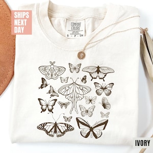 Vintage Butterfly and Moth T-Shirt, Cottagecore Aesthetic Comfort Colors® Shirt, Cottagecore T-shirt, Cottage Core Shirts, Aesthetic T-shirt