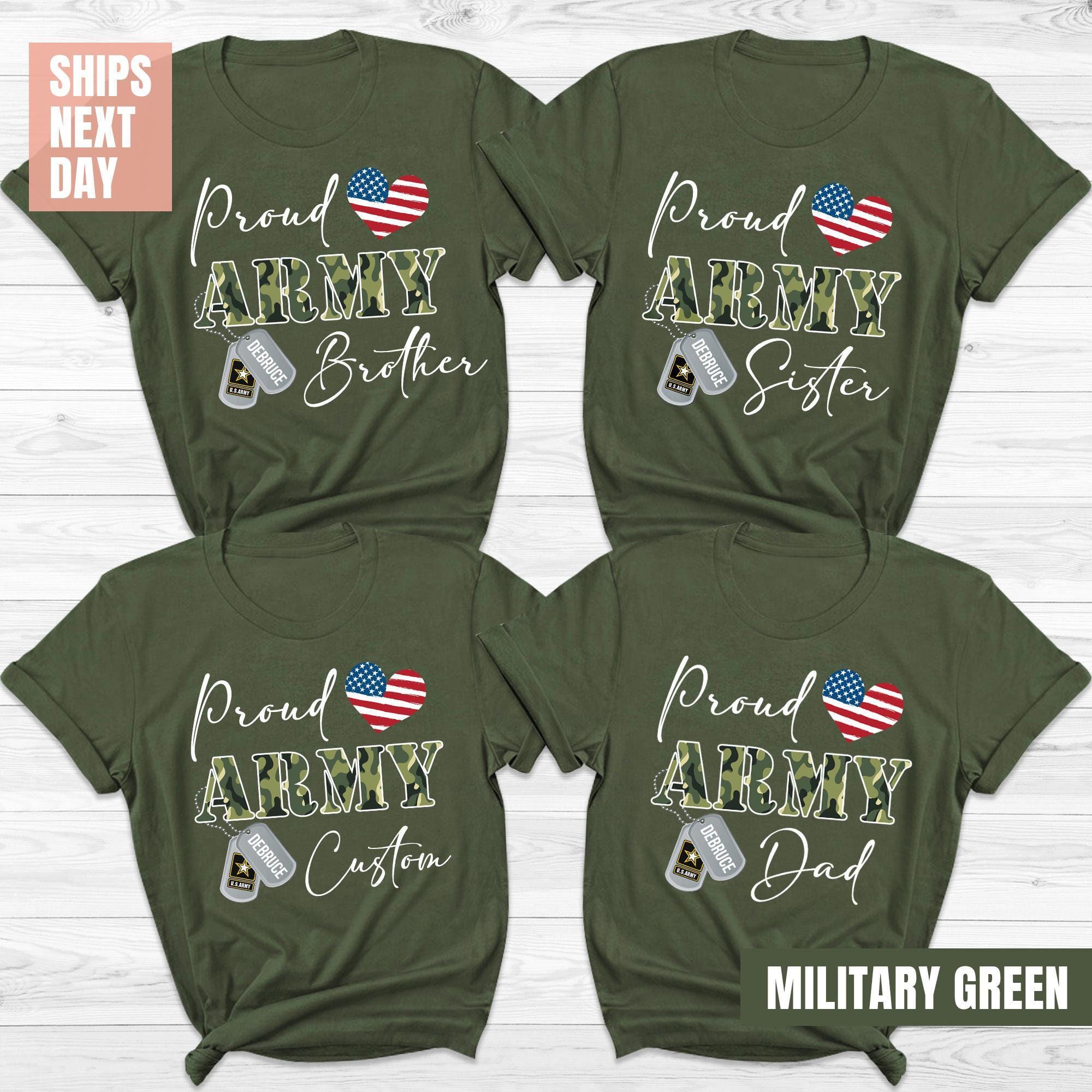 Proud Army Family Shirts, Cool USA Army Dad Custom T-Shirt, Custom Army Family Outfits, Military Family Shirts, Funny Army Family Custom Tee