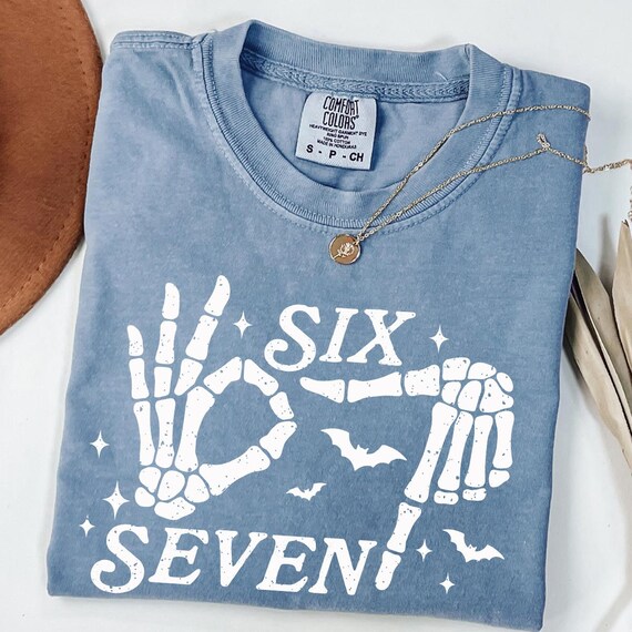 Comfort Colors® 6 7 Meme Shirt, Funny Skeleton Hands T-shirts, Halloween Couples Shirt, Trendy Shirt, 67 Couples T-shirts, Six Seven T-shirt