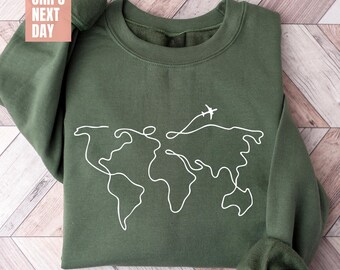 Travel Sweater, Adventure Sweater, World Map Travel Sweatshirt, Unisex Sweatshirt And Hoodie, Road Trip, Wanderlust Sweaters, Traveler Gifts