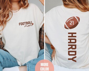 Custom Football Mom Shirt, Personalized Football Mom Shirt, Comfort Colors®, Customized Football Mom Gift, Football Mama Gifts, Football Mom