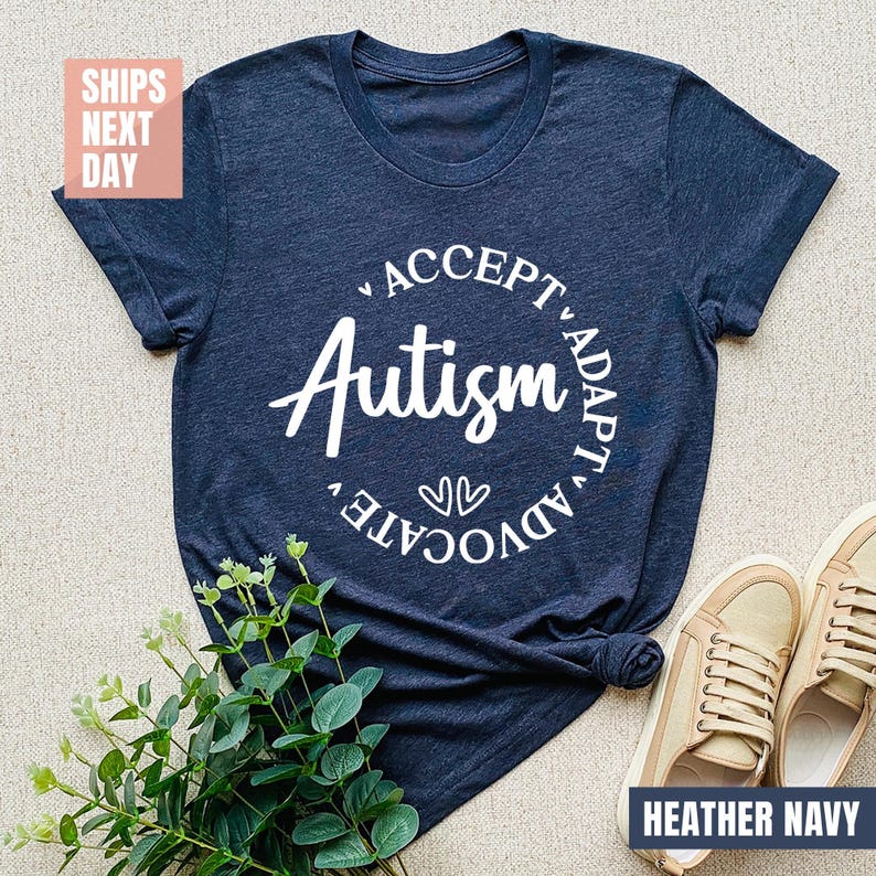With its Heather Navy color and simple design, it is an awareness t-shirt that attracts attention in any environment. Its comfortable and stretchy fabric offers all-day comfort.