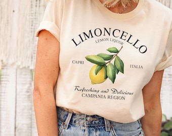 Limoncello Tee, Refreshing Lemon Graphic T-shirt, Italian Summer T-Shirt, Gift for Lemon Lovers, Cocktails T-shirts, Italy Vacation T-Shirts