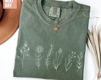 Comfort Colors® Wildflower Shirt, Floral Cottagecore Shirt, Botanical Shirt, Flower Tees, Nature Shirt, Wild Flower Shirt, Wildflower Tshirt