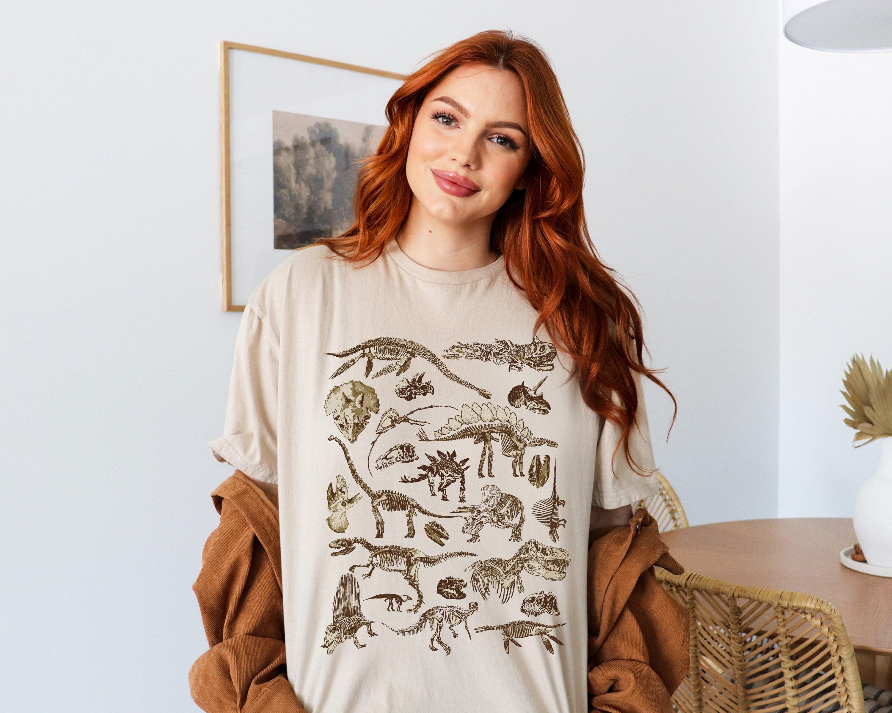 Dinosaur Skeleton T-Shirt, Dino T-Shirt, Gift for Her, Gift for him, Aesthetic Tee, Dinosaur Gifts, Dinosaur Skeleton Tee, Anatomy T-Shirt