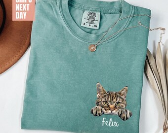 Custom Cat Shirt, Comfort Colors® Shirt, Personalized Cat Shirt, Cat Lovers Shirt, Gift for Mom, Gift for Dad, Mothers Day Tees, Fathers Day