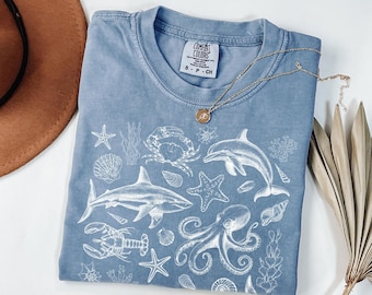 Vintage 90s Sea Animals t-shirt, Ocean Animals Shirt, Retro Sea Life Tee, Sea Animals Tee, Retro Ocean Shirt, Vintage Fish Shirt, Fisher Tee