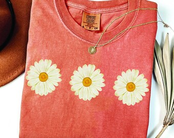 Comfort Colors® Daisy Shirt, Wildflower Shirt, Floral Shirt Gifts, Birth Month Flower, Gift For Sister, Daisy Women T-shirt, Summer T-shirts