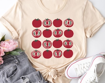 Tomato Shirt, Graphic Tee, Vegetable Screen Print T-shirt, Clothing Foodie Gardening Gifts, Botanical T-shirts, Vegan Shirt, Garden T-Shirts