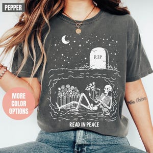 Halloween Read In Peace Shirt, Halloween Ghost Reading Shirts, Comfort Colors®, Book Lover Halloween, Funny Halloween T-shirt, Spooky Season