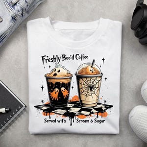 Halloween Coffee PNG: Gothic Spooky Sublimation Design (Digital Download