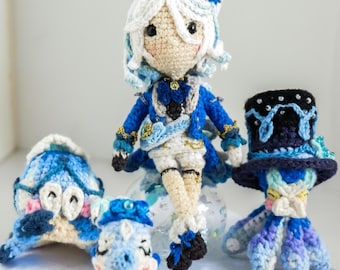 Crochet Furina, Realm of Hydro Archon and Sea Friends (E-book)(Printable PDF)