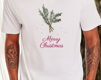 Merry Christmas T-shirt,  Merry Christmas Shirt, Merry Christmas Botanical Shirt, Christmas Shirt, Christmas Gift