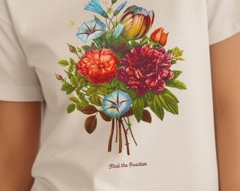 Find the Positive Tee, Boho Flowers Tee, Positivity shirt, Inspirational Gift, Gratitude Gift, Positivity T-shirt, Positive Tee, Art Nature