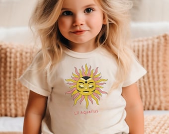Kids Astrology Sign Tee - Lil Aquarius, Baby Astrology Sign T-shirt, Toddler Astrology Sign T-shirt, Zodiac Tee for Baby Toddler Kids