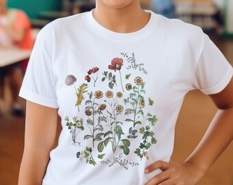 Wildflowers T Shirt, Botanic T Shirt, Art and Nature T Shirt, Boho T Shirt, Vintage Flowers T Shirt