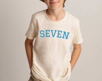 Kids Age T shirt, Custom Kids Birthday Shirt, Custom Age in Magenta or Teal