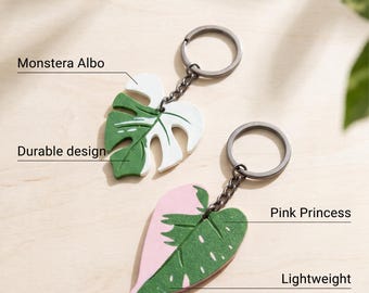 Monstera Leaf Keychain - Tropical Plantar, bagtag, plant lovers
